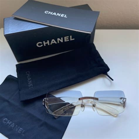 chanel 4048 128 90 sunglasses|Vintage CHANEL 4048 c.187/90 Rimless Sunglasses .